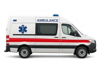 Modern Ambulance Van Parked on Transparent Background
