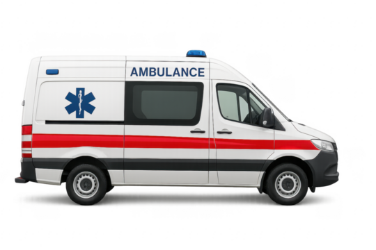 Modern Ambulance Van Parked on Transparent Background