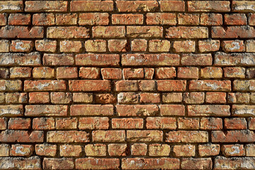 Vintage brick wall texture with rough surface and natural lighting