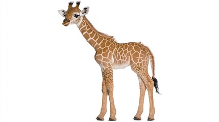 Obraz premium Baby giraffe on white background studio portrait