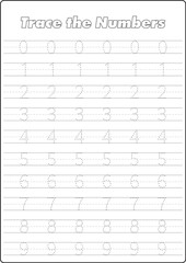 Number Tracing Worksheet 0 to 9 | Printable Kids Math Practice for Preschool and Kindergarten