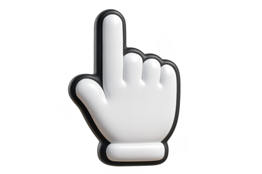 Cartoon Hand Pointing with Index Finger on Transparent Background