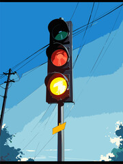vector traffic light anime style