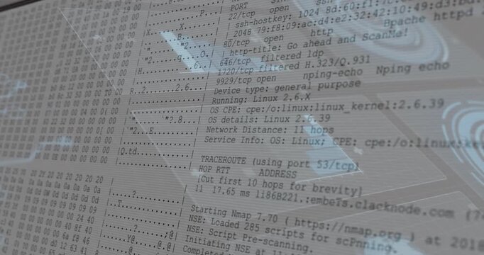 Radar graphic fading in holographic panels floating bars rising terminal scrolling network analysis