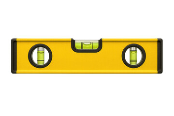 Yellow spirit level showing balance on transparent background