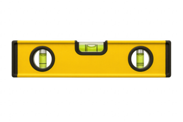 Yellow spirit level showing balance on transparent background