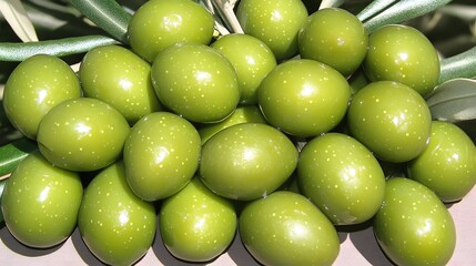 Fresh Green Olives on Branch Closeup Photography