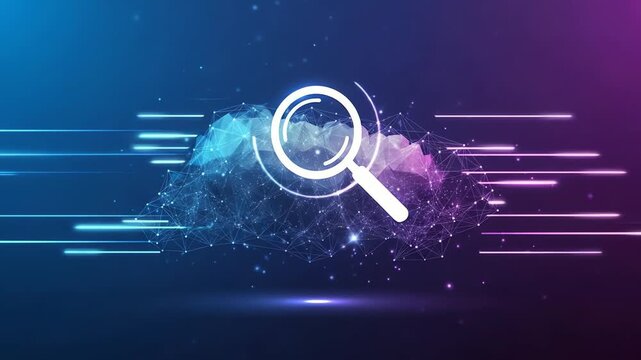 Data Analysis and Search - Abstract Digital Magnifying Glass.