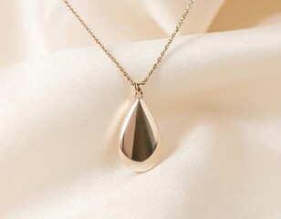 Elegant gold teardrop pendant on soft fabric