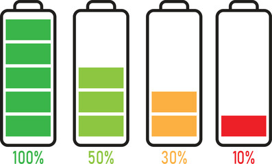 Batteries icon, Battery charge indicator.