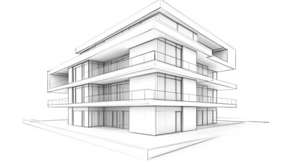 Fototapeta premium Modern building architectural sketch