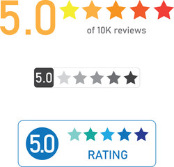 five star rating symbol of customers for product or service.