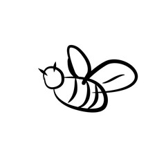 bee drawing child brush on white background