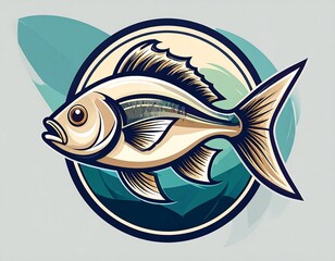 Fish emblem design with circular background