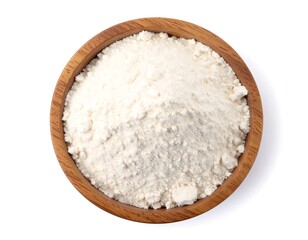 Flour in a wooden bowl