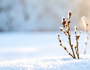 Frozen branches in winter snow