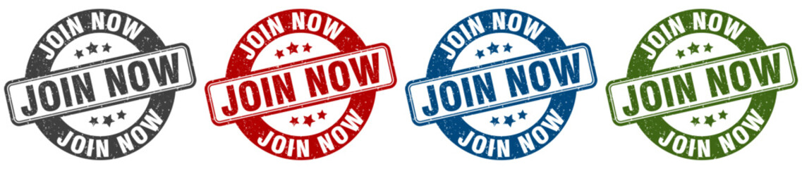 join now stamp. join now round stamp set isolated on white background