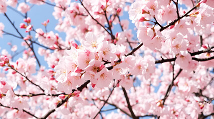 Stunning cherry blossoms beautifully bloom in shades of pink and white, heralding the delightful arrival of spring