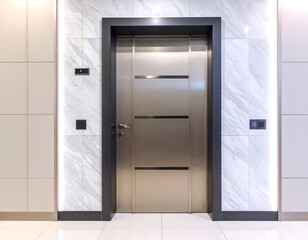 Modern metallic door in a hallway