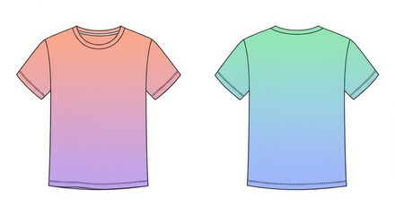 Gradient T Shirt Set with Different Pastel Colors