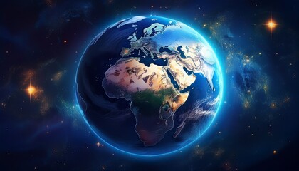 earth from space blue planet stars universe globe