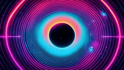 neon abstract space wallpaper ai background with black hole