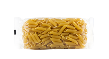 Packaged Penne Pasta Box Clear plastic container filled with penne pasta