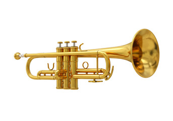 Fototapeta premium Golden brass trumpet in soft light isolated on white background
