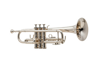Obraz premium Silver brass trumpet in soft light isolated on white background