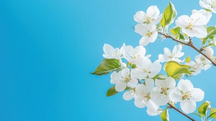 Obraz premium White flowers blooming against a blue sky