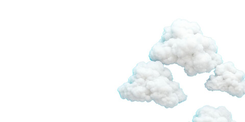 Close up macro view of fluffy white cotton balls clustered together isolated on transparent background
