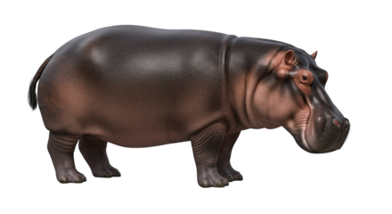 Isolated hippopotamus image for wildlife photography and african animal stock photos and hippo pictures on transparent background