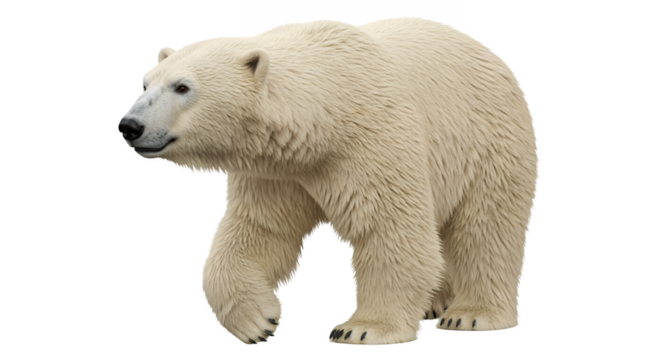 Isolated polar bear walking on black background wildlife arctic animal predator mammal bear species zoo bear on transparent background