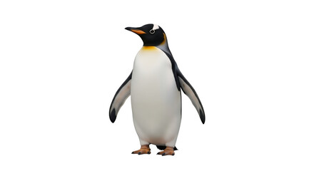Fototapeta premium Penguin isolated on black background standing tall for wildlife animal photography and antarctic nature scenes on transparent background