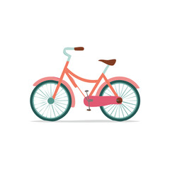 Fototapeta premium Charming Peach and Teal City Bicycle Illustration for Summer Fun and Outdoor Activities