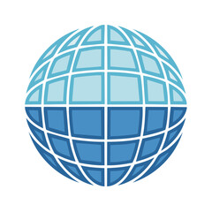 Abstract Globe Icon with Blue Gradient and Grid Pattern Design Concept