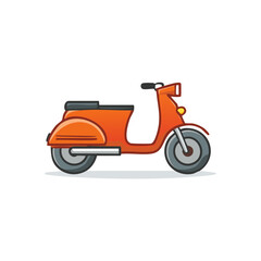 Retro orange scooter parked, classic vintage design, flat illustration