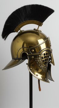Roman Myrmillo Gladiator Helmet Isolated on White Background