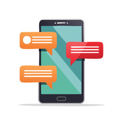 Smartphone Displays Message Notifications in Digital Communication Design