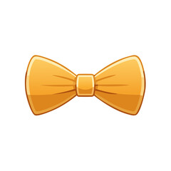 Illustrated yellow bow tie icon, elegant accessory, isolated on white background.