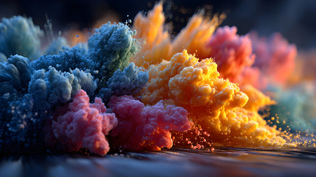 video where vibrant smoke erupts explosive burst use deep blue fiery red bright yellow clean simple design for web and print use clear view modern minimal look neat layout vivid detail soft light