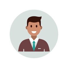Smiling man wearing business suit avatar in a circle illustration