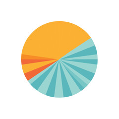Obraz premium Colorful pie chart displays data percentages in blue, orange, and yellow on a white background