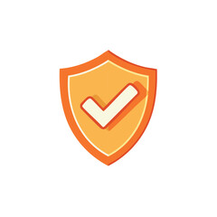 Orange Yellow Security Shield with Check Mark Verified Safe Protected Icon Design