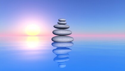 Fototapeta premium Calm stones on water at sunrise