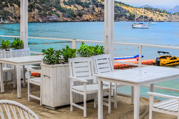 Summer cafe on the seashore