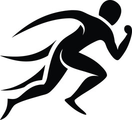 Runner Silhouette – Sprinting Athlete Vector Illustration for Track and Field, Speed and Motion, Physical Fitness Minimalist Monochrome Design