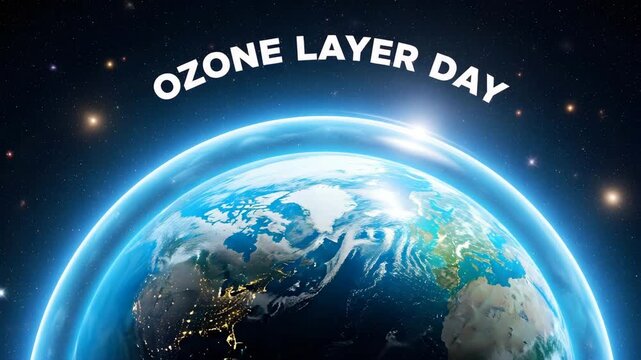 Earth Surrounding Ozone Layer for Environmental Awareness, Climate Change Education, Space Exploration, and Ozone Layer Day Celebrations
