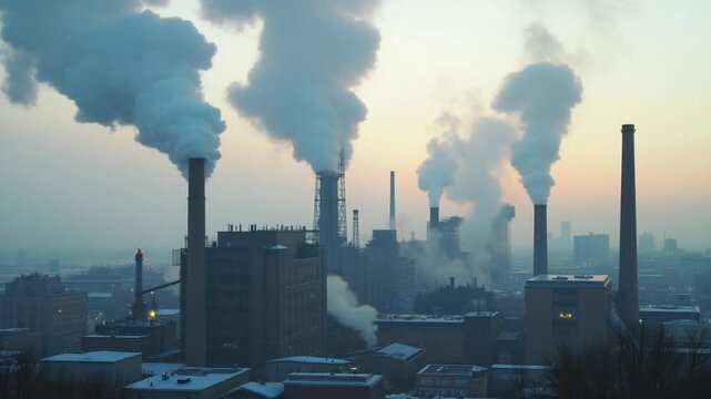 Factory pumping out smoke and steam.