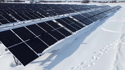 Snowcovered solar panels with winter energy.